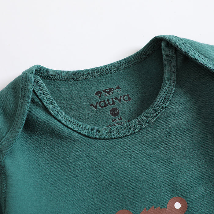 Vauva 冬日系列 全棉長袖嬰兒連身衣  - 墨綠色