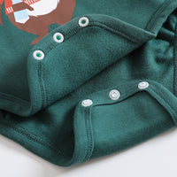 VAUVA Vauva 2022 Xmas Baby Bear Graphic Print Long Sleeves Bodysuit (Green) Bodysuit