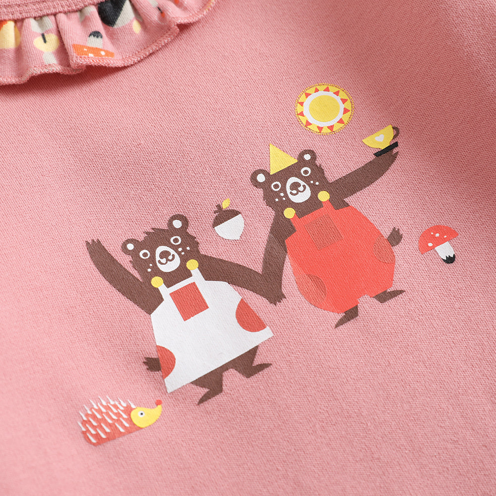 Vauva 2022 Xmas Baby Bear Print Long Sleeves Bodysuit (Red)