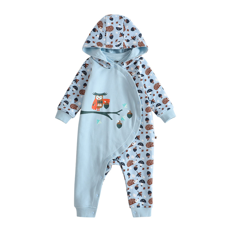 Vauva 2022 Xmas Baby Hooded Long Sleeves Romper (Blue)