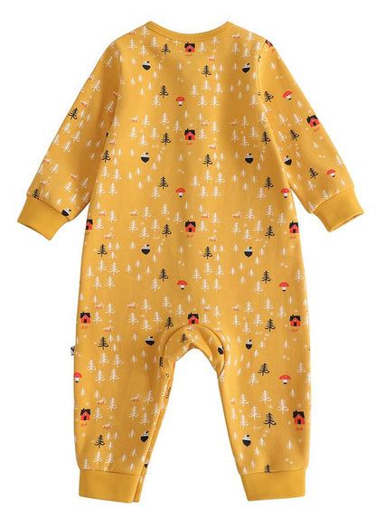 VAUVA Vauva 2022 Xmas Baby Graphic Print Long Sleeves Romper (Yellow) Romper