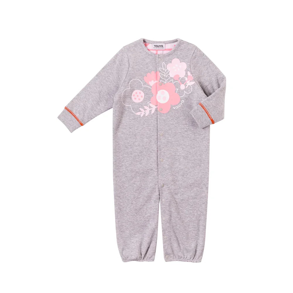 VAUVA Vauva Baby Girls Flowers 2 Way Long Sleeves Bodysuit and Robe Organic Cotton - Grey Bodysuit