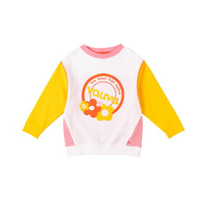 VAUVA Vauva Girls Love Dream Hope Explore with Flower Print Sweatshirt - White and Yellow Sweatshirts