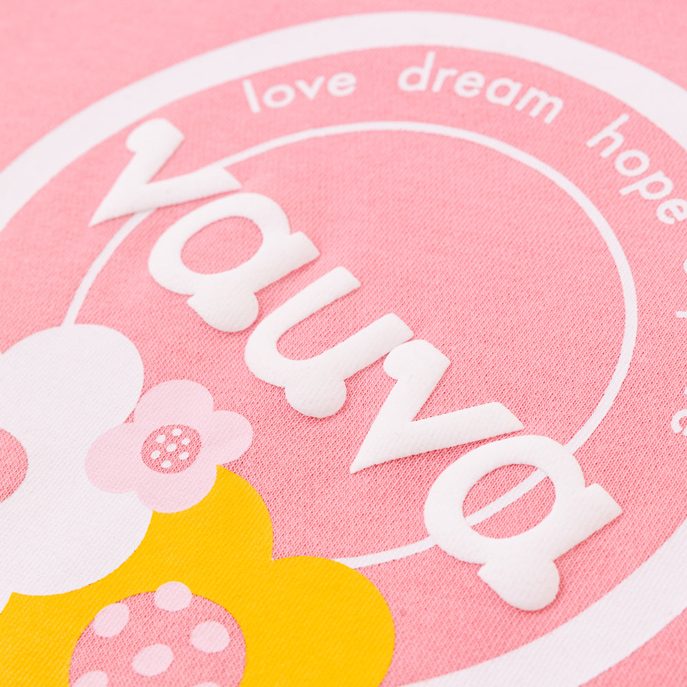 VAUVA Vauva Girls Love Dream Hope Explore with Flower Print Sweatshirt - Pink and White Sweatshirts