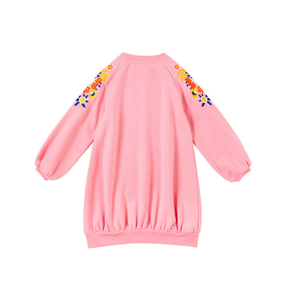 VAUVA Vauva Girls Embroidery Flower on Shoulders Sweatshirt - Pink Sweatshirts