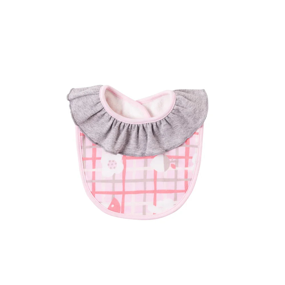 VAUVA Vauva Baby Girls Ruffled Collar and Egg Style Bib Set - Grey Bibs
