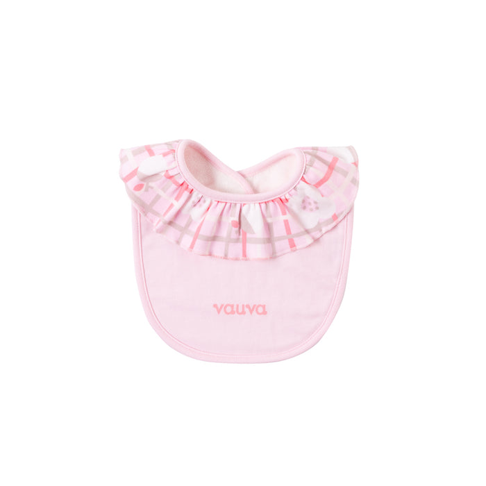 VAUVA Vauva Baby Girls Ruffled Collar and Egg Style Bib Set - Pink and White A Bib