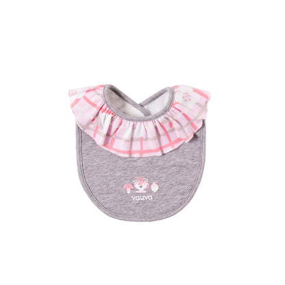 VAUVA Vauva Baby Girls Ruffled Collar and Egg Style Bib Set - Grey Bibs