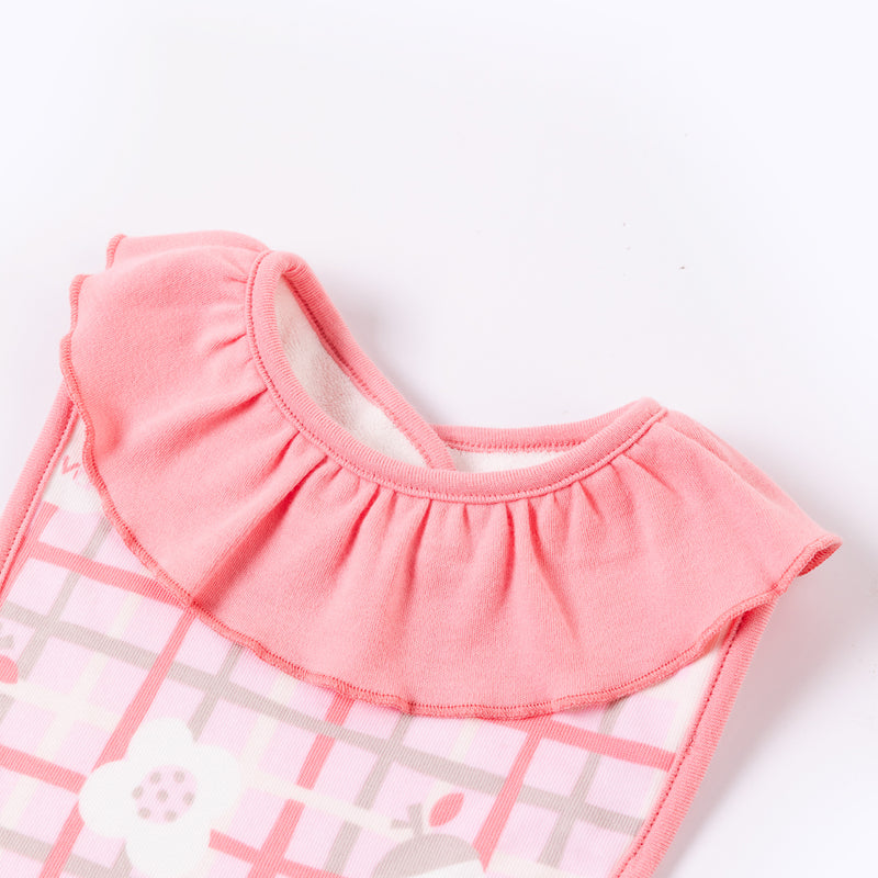 Vauva 女嬰荷葉邊領和蛋型口水肩套裝 - 粉色和白色 A