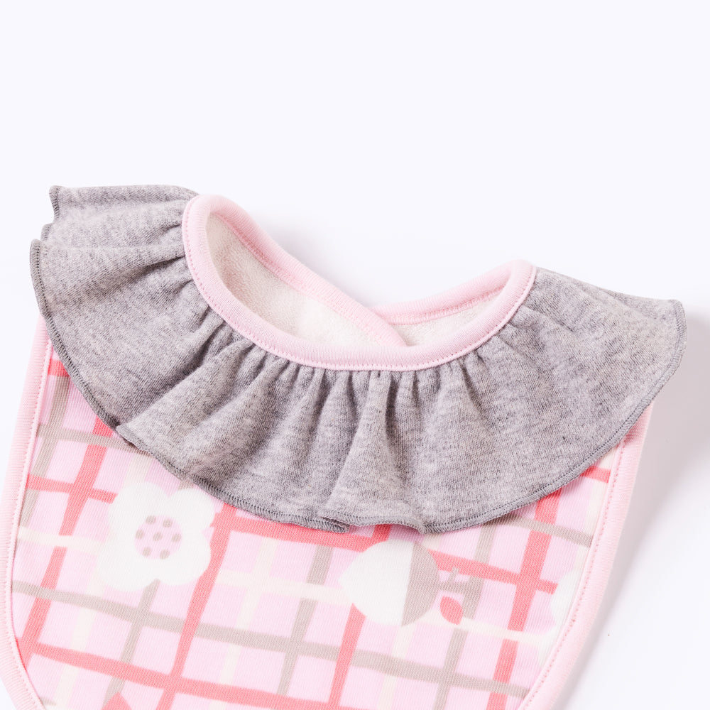 Vauva Baby Girls Ruffled Collar and Egg Style Bib Set - Grey