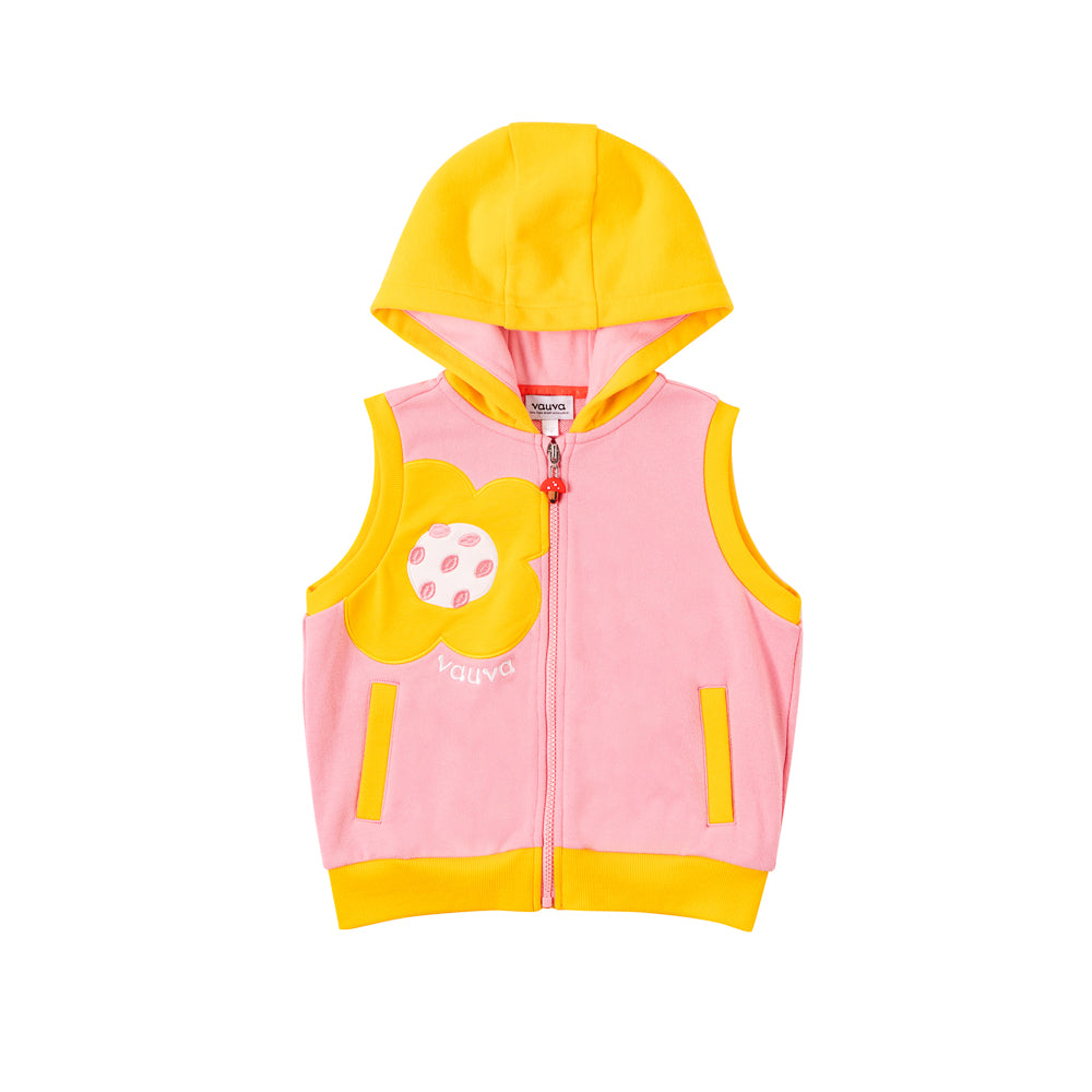 VAUVA Vauva Girls Yellow Flower in Pink Vest Jacket Jacket