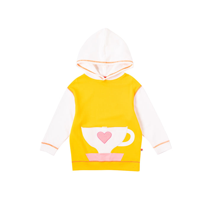 Vauva 咖啡杯女童連帽衫 - 黃色