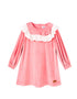 VAUVA Vauva Girls Little Ribbon with Grid Velvet Pink One Piece Dress Dress