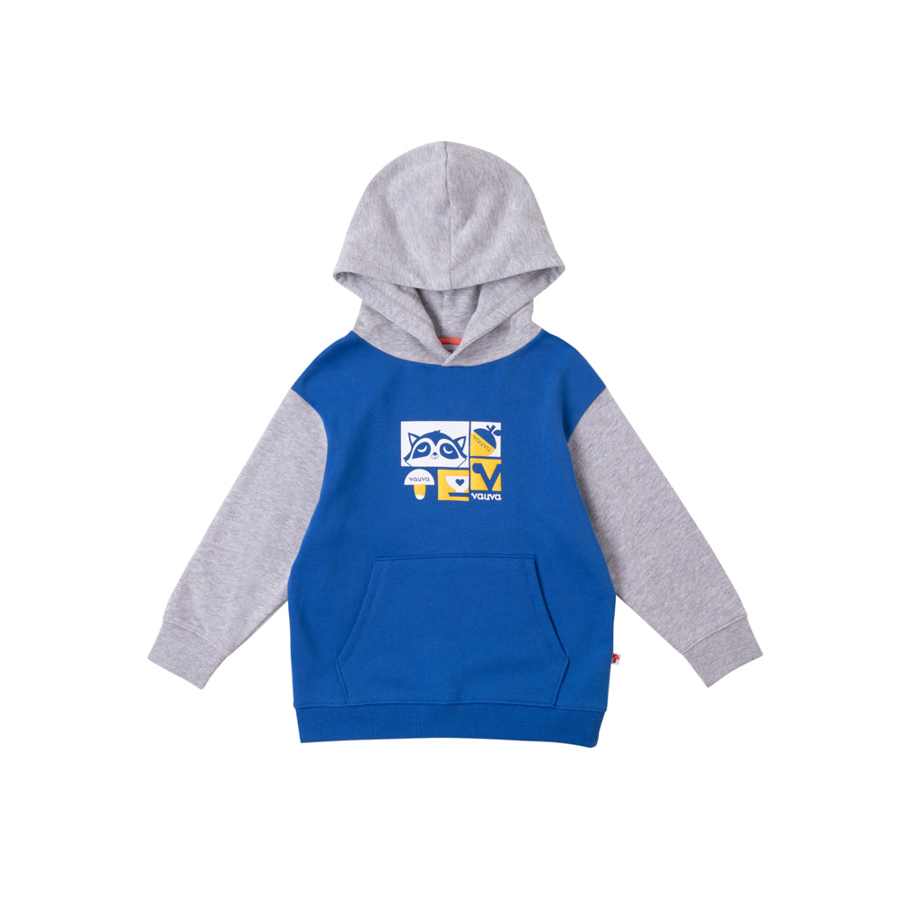 VAUVA Vauva Boys Raccoon Love Eat Hoodie - Blue and Grey Hoodies