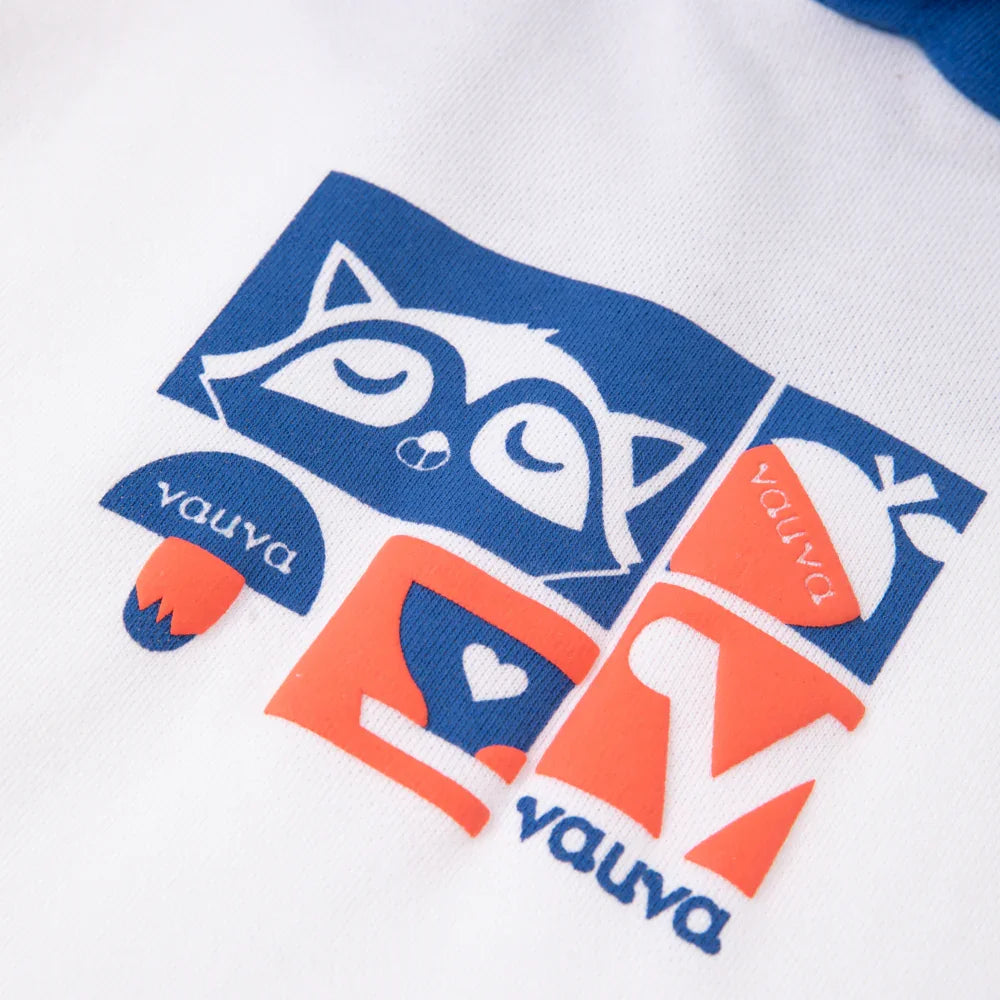 VAUVA Vauva Boys Raccoon Love Eat Hoodie - White and Blue Hoodies
