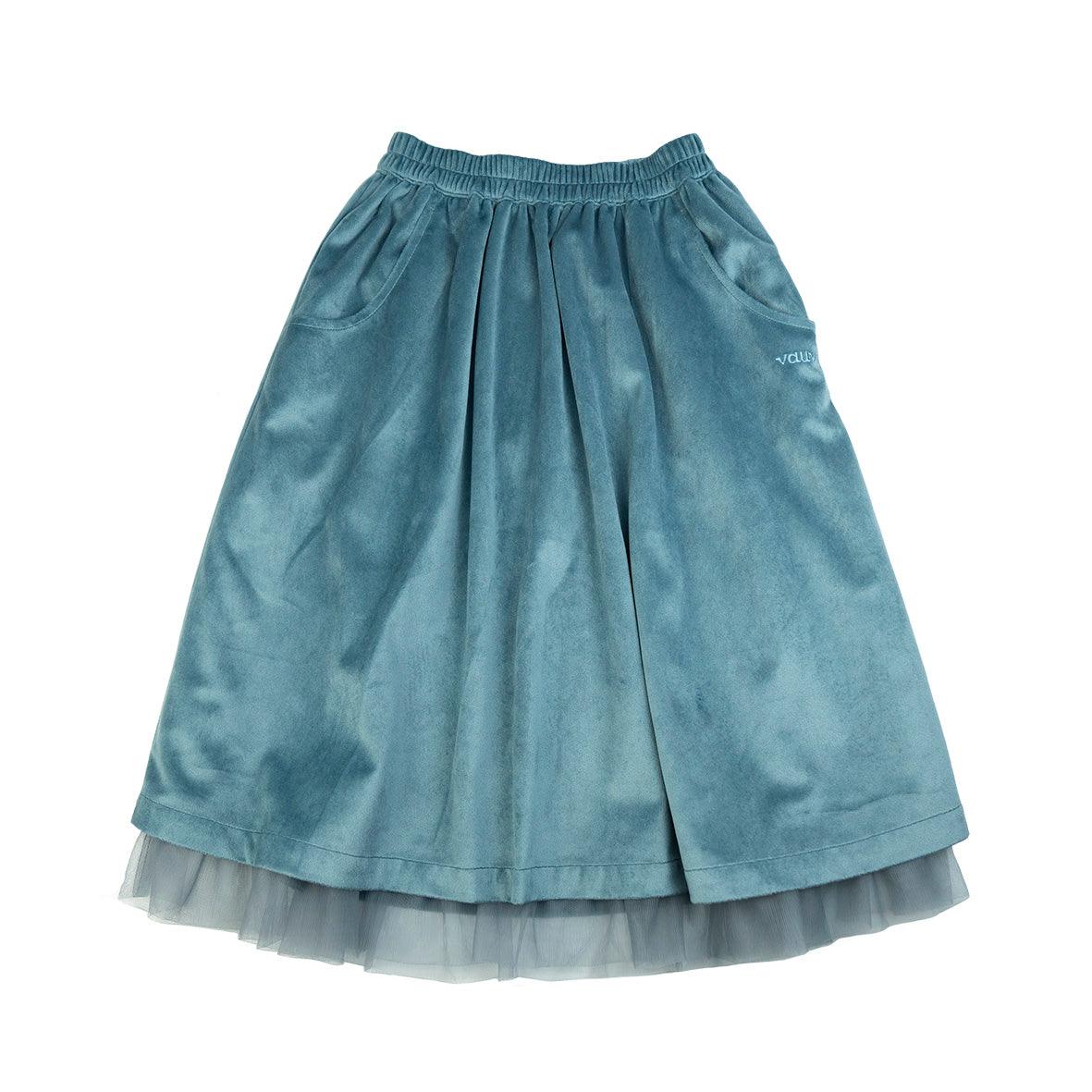 VAUVA Vauva Girls Velvet Layered Dress - Blue Fashion