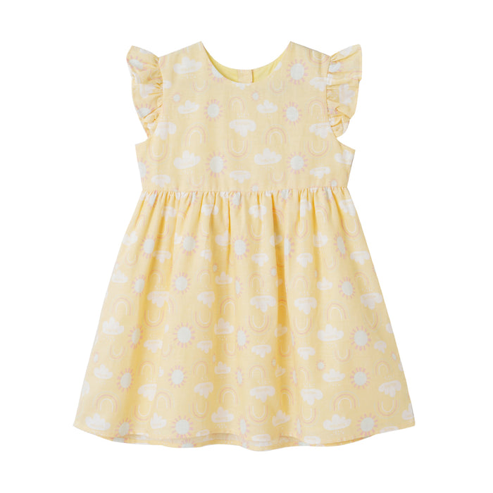 Vauva 2022-荷葉邊袖連衣裙 (黃色)