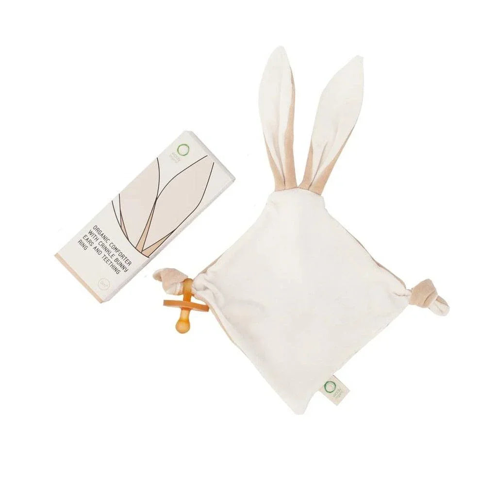 Wooly Organic Wooly Organic comforter with crinkle bunny ears and teething ring Comforter & teether