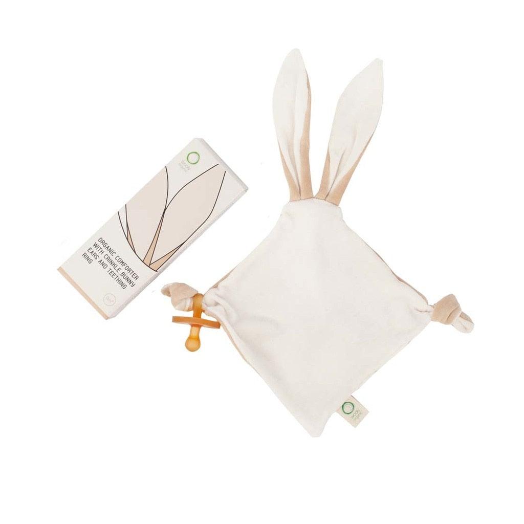 Wooly Organic Wooly Organic comforter with crinkle bunny ears and teething ring Comforter &amp; teether