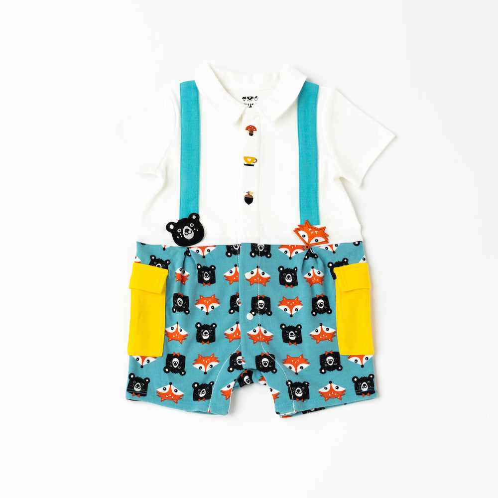 VAUVA Vauva 2022 - Organic CottonFox &amp; Bear Polo Romper Rompers