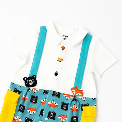 VAUVA Vauva 2022 - Organic CottonFox &amp; Bear Polo Romper Rompers