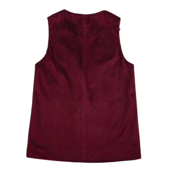 Vauva Girls Smart Corduroy Vest - Red - My Little Korner