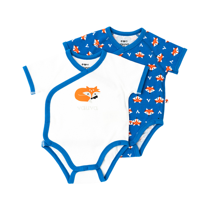 Vauva 2022-有機棉嬰兒 2 件裝狐狸印花連體衣