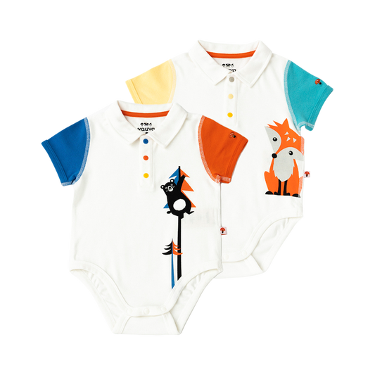 VAUVA Vauva 2022 - Organic Cotton Baby 2-Packs Fox & Bear Bodysuits Bodysuit