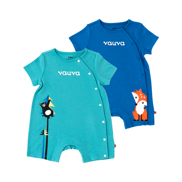 Vauva 2022 - 有機棉嬰兒 2 件裝狐狸和熊仔連身衣