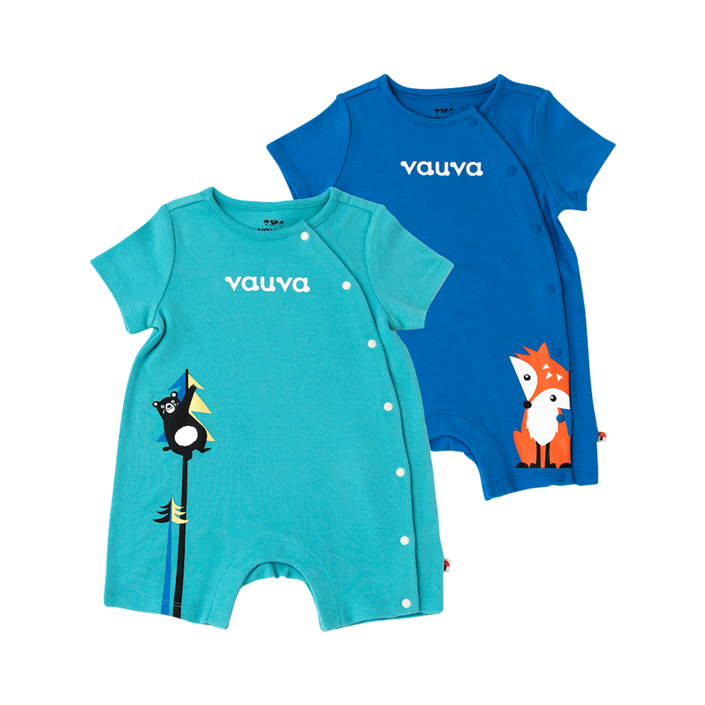 VAUVA Vauva - Organic Cotton Baby 2-Packs Fox &amp; Bear Rompers Romper