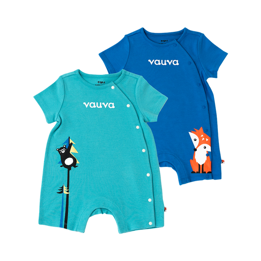 VAUVA Vauva - Organic Cotton Baby 2-Packs Fox & Bear Rompers Romper