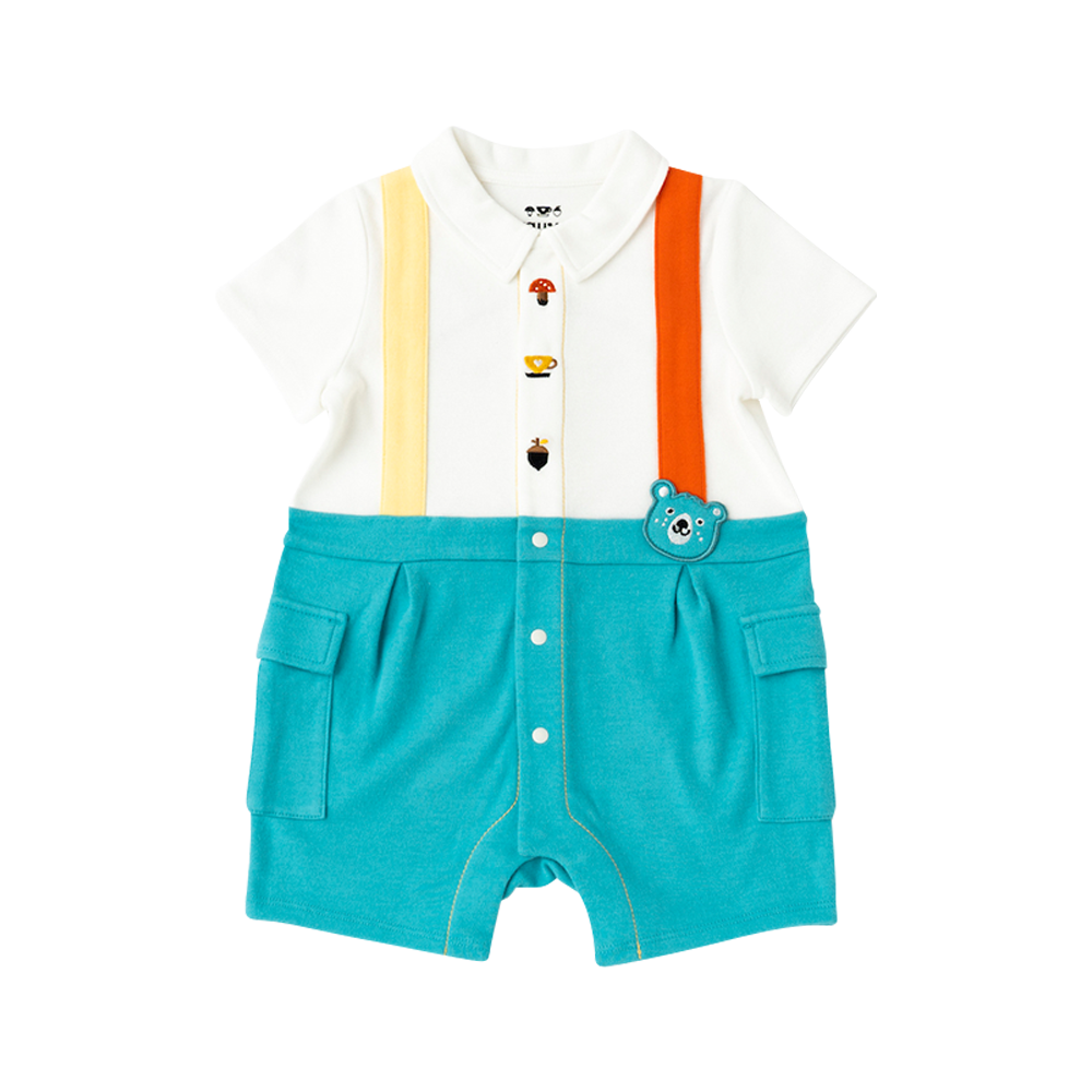 VAUVA Vauva 2022 - Organic CottonBear Polo Romper - Lake Green Rompers