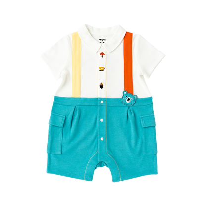 VAUVA Vauva 2022 - Organic CottonBear Polo Romper - Lake Green Rompers