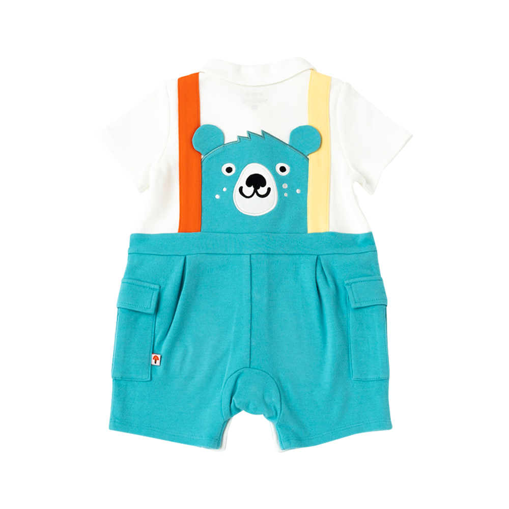 VAUVA Vauva 2022 - Organic CottonBear Polo Romper - Lake Green Rompers