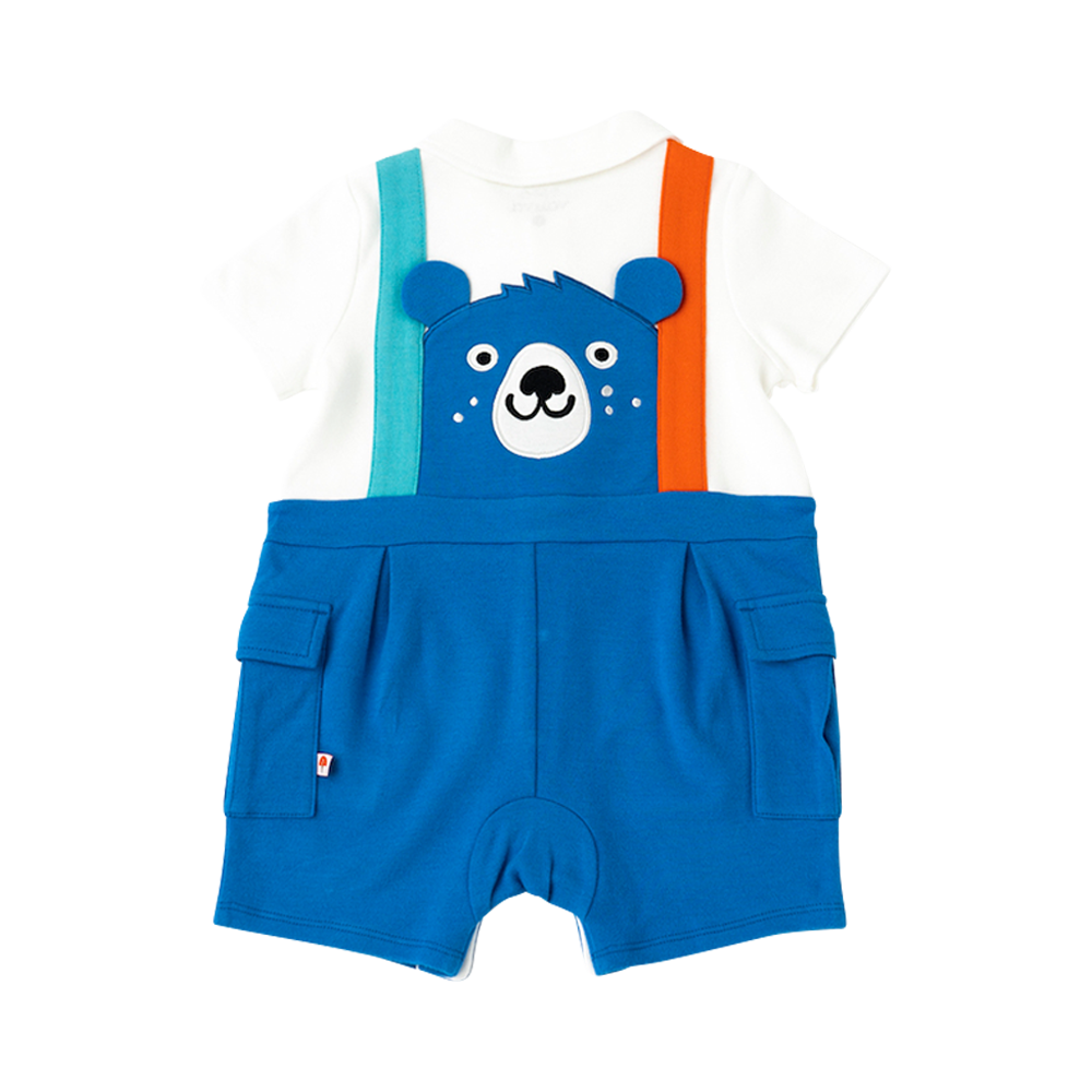 VAUVA Vauva 2022 - Organic CottonBear Polo Romper -Blue Rompers