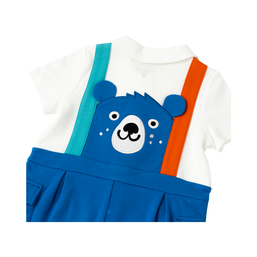 VAUVA Vauva 2022 - Organic CottonBear Polo Romper -Blue Rompers