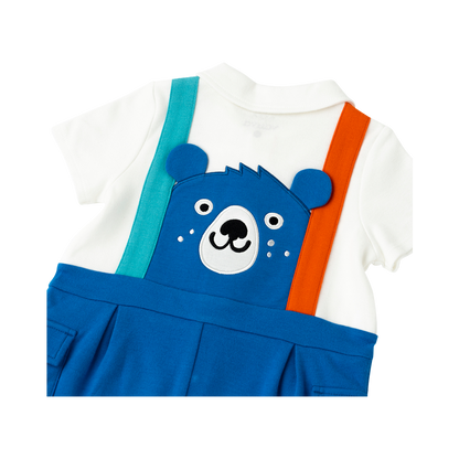 VAUVA Vauva 2022 - Organic CottonBear Polo Romper -Blue Rompers