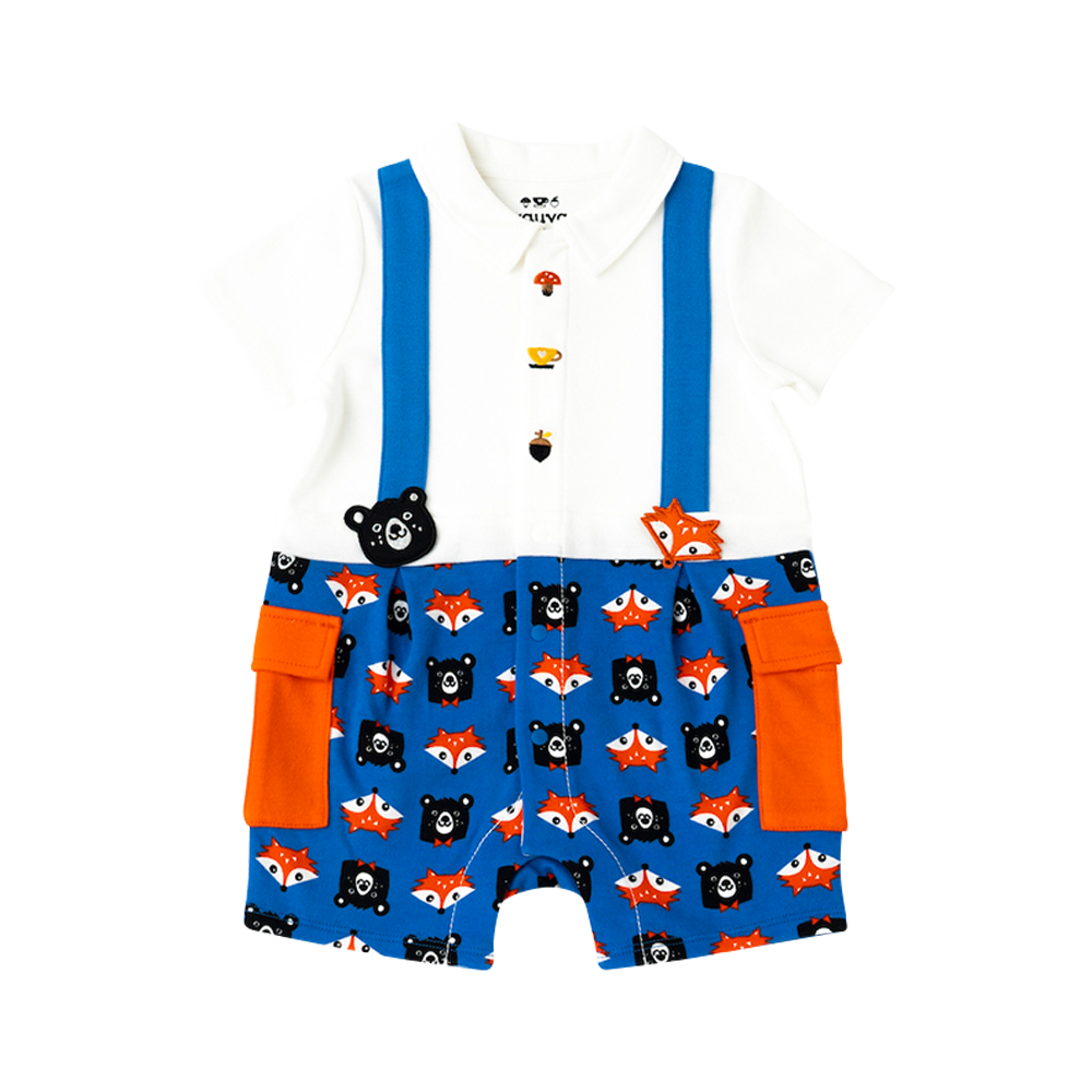VAUVA Vauva 2022 - Organic Cotton Fox & Bear Polo Romper Romper