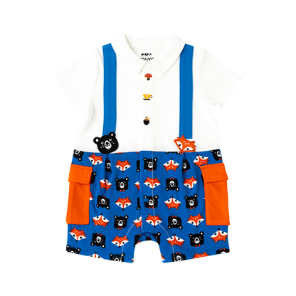 VAUVA Vauva 2022 - Organic Cotton Fox &amp; Bear Polo Romper Romper