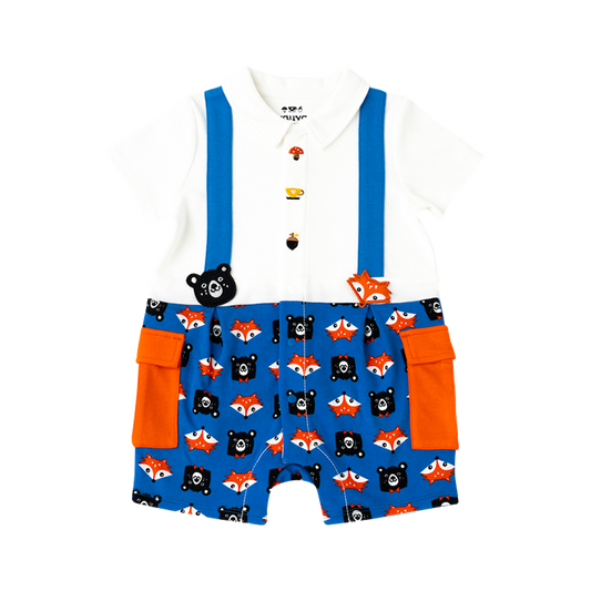 VAUVA Vauva 2022 - Organic Cotton Fox & Bear Polo Romper Romper