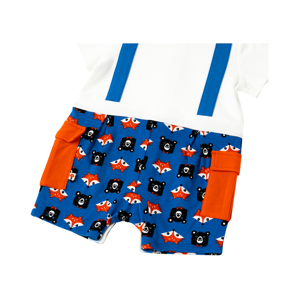 VAUVA Vauva 2022 - Organic Cotton Fox & Bear Polo Romper Romper