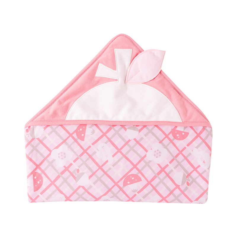 Vauva Baby Girls Love and Flowers on Checked Organic Cotton Blanket