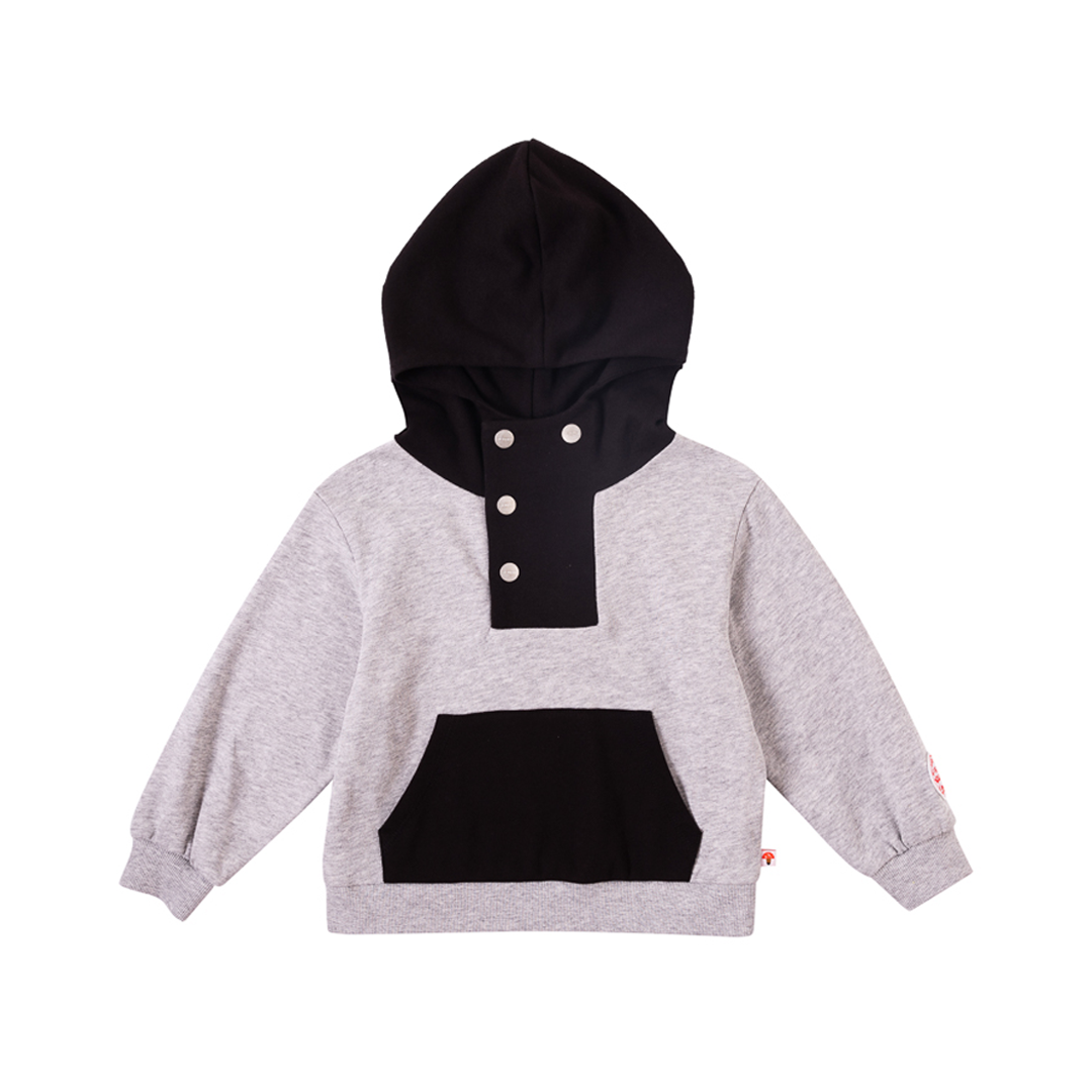 Vauva Boys Buttons with Pocket Hoodie - Grey - My Little Korner