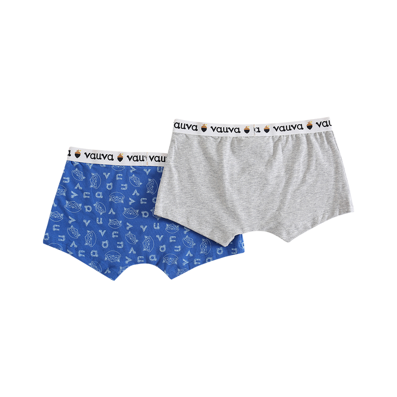 Vauva Boys Organic Cotton Underwear (Boxers) - Vauva Blue / Grey