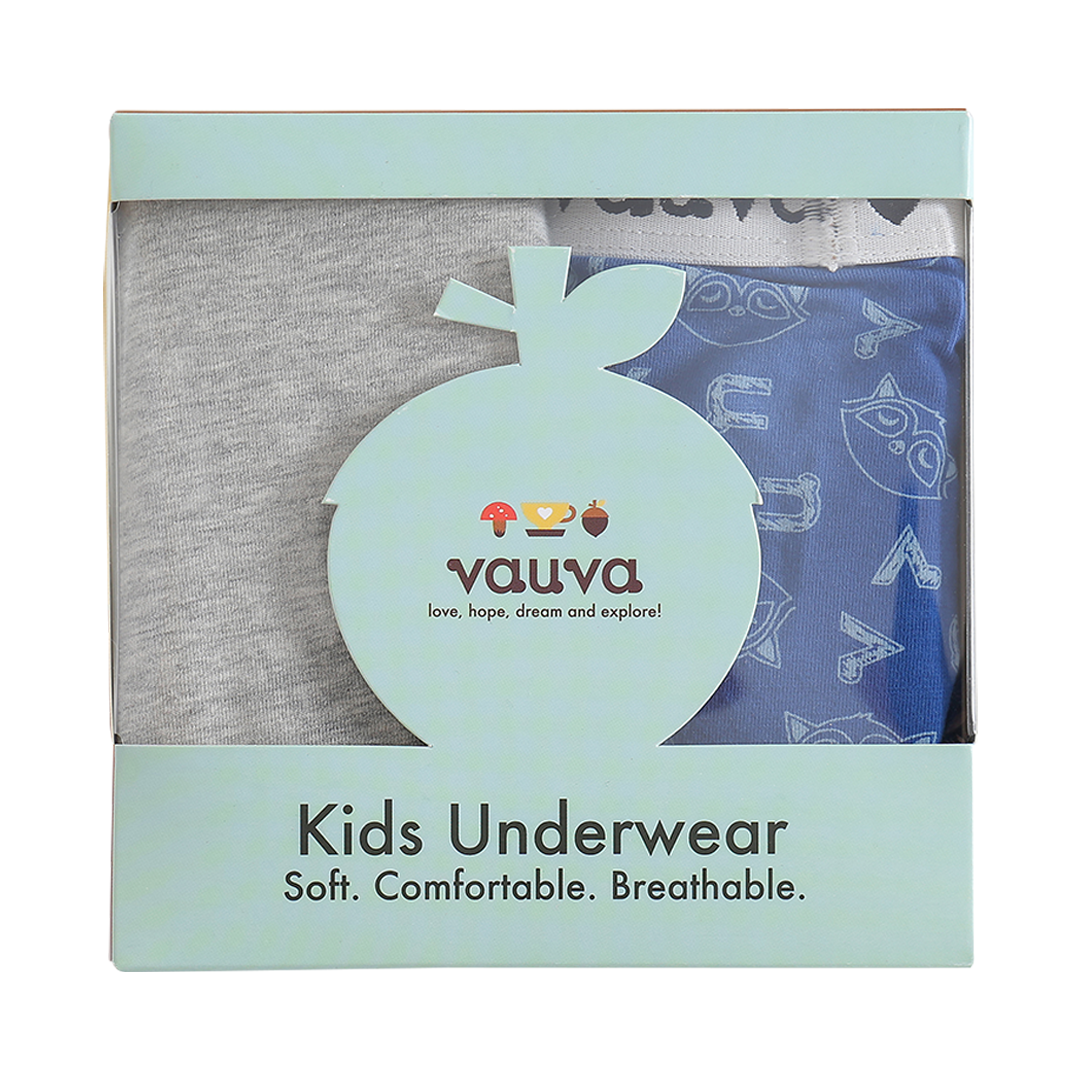 Vauva Boys Organic Cotton Underwear (Boxers) - Vauva Blue / Grey