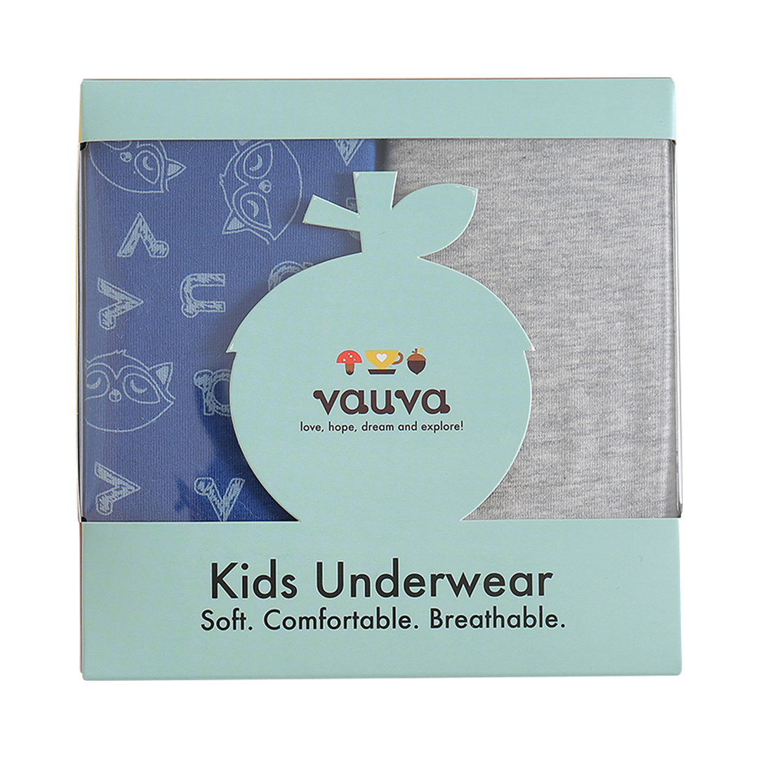 Vauva Boys Organic Cotton Underwear (Briefs) - Vauva Blue / Grey