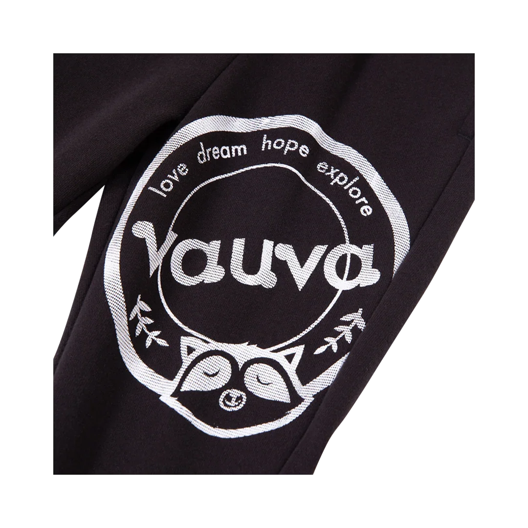 VAUVA Vauva Boys Raccoon Love Dream Hope Explore Causal Long Pants - Black Bottoms