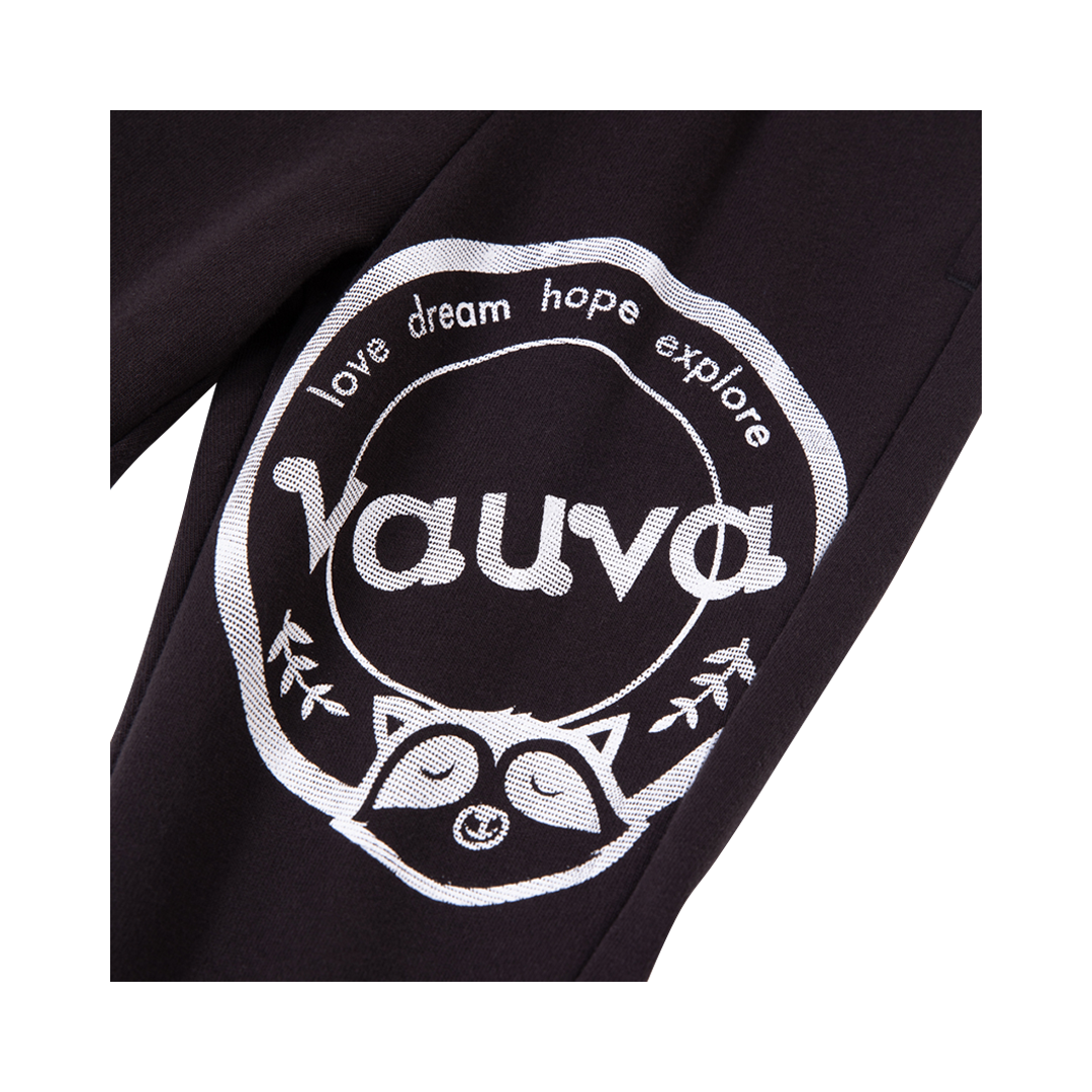 VAUVA Vauva Boys Raccoon Love Dream Hope Explore Causal Long Pants - Black Bottoms