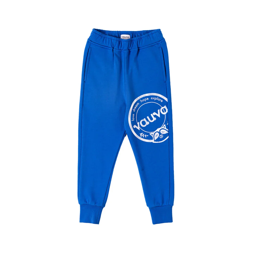 VAUVA Vauva Boys Raccoon Love Dream Hope Explore Causal Long Pants - Blue Bottoms