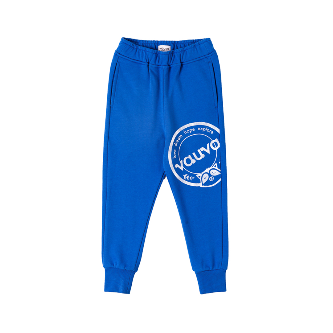 VAUVA Vauva Boys Raccoon Love Dream Hope Explore Causal Long Pants - Blue Bottoms